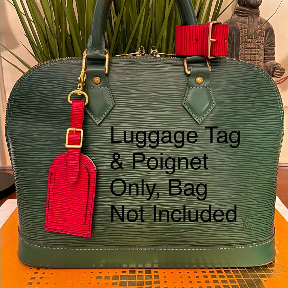 Louis Vuitton Rare Epi Red Luggage Tag & Poignet Set, Free non-LV clasp - Picture 2 of 16